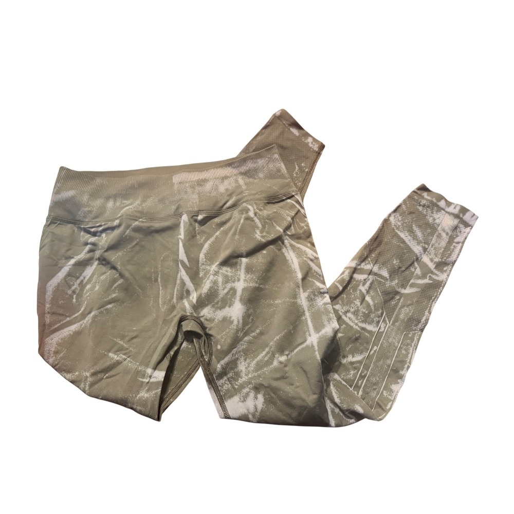 Lululemon Size 12 Activewear Leggings Sage Green Marble Print Seamless